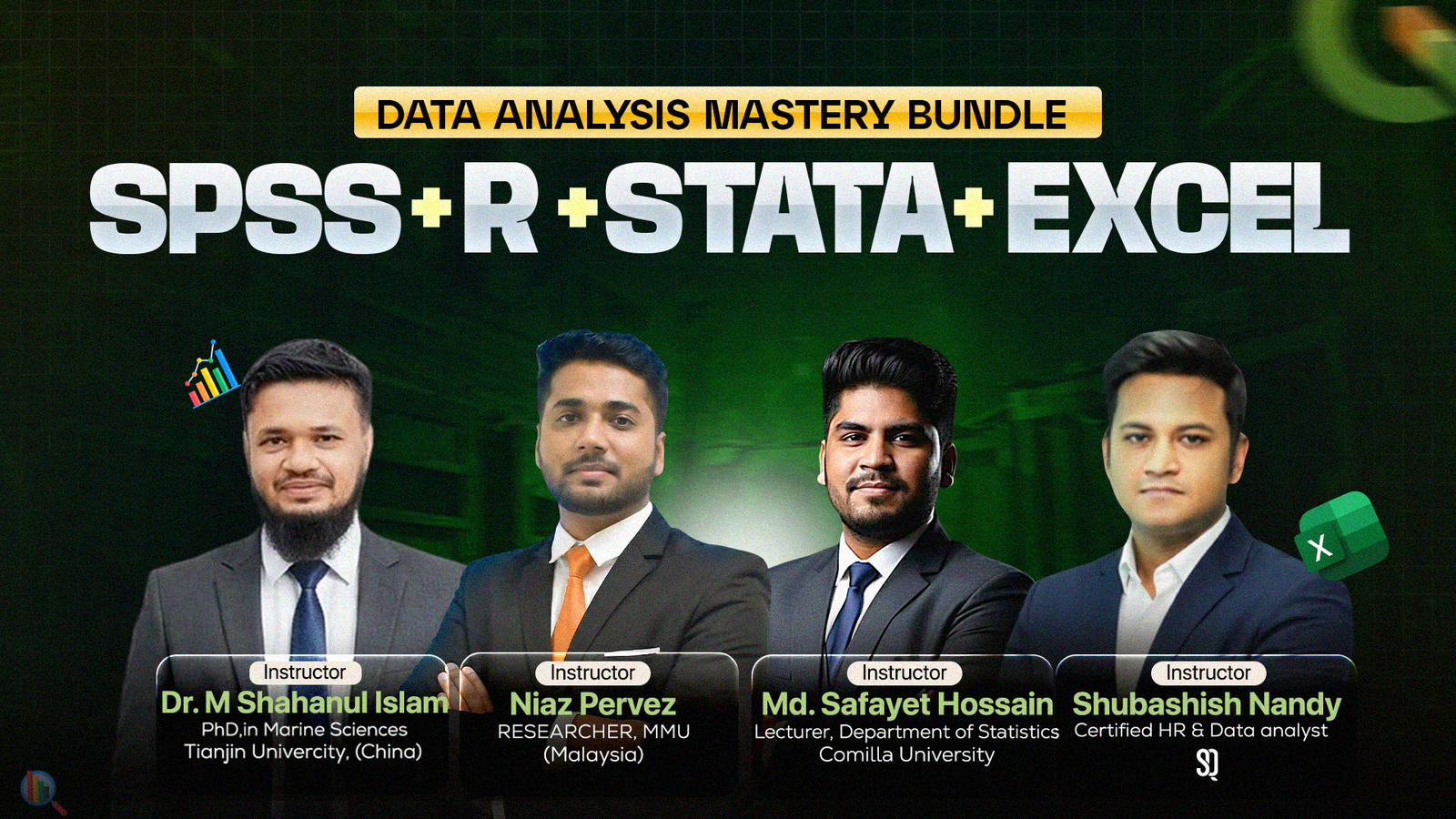 SPSS + R + STATA + EXCEL: Data Analysis Mastery Bundle