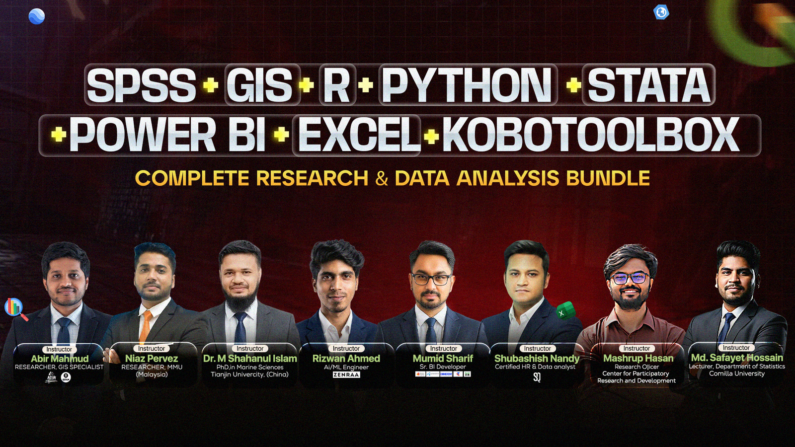 GIS + SPSS + R + STATA +KoboToolbox + Python + Power BI + Excel: All-in-One Research Data Analytics